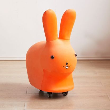 Cute Rabbit Fabric Low Stool with Pulley — Yellow