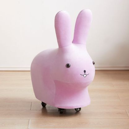 Cute Rabbit Fabric Low Stool with Pulley — Gray
