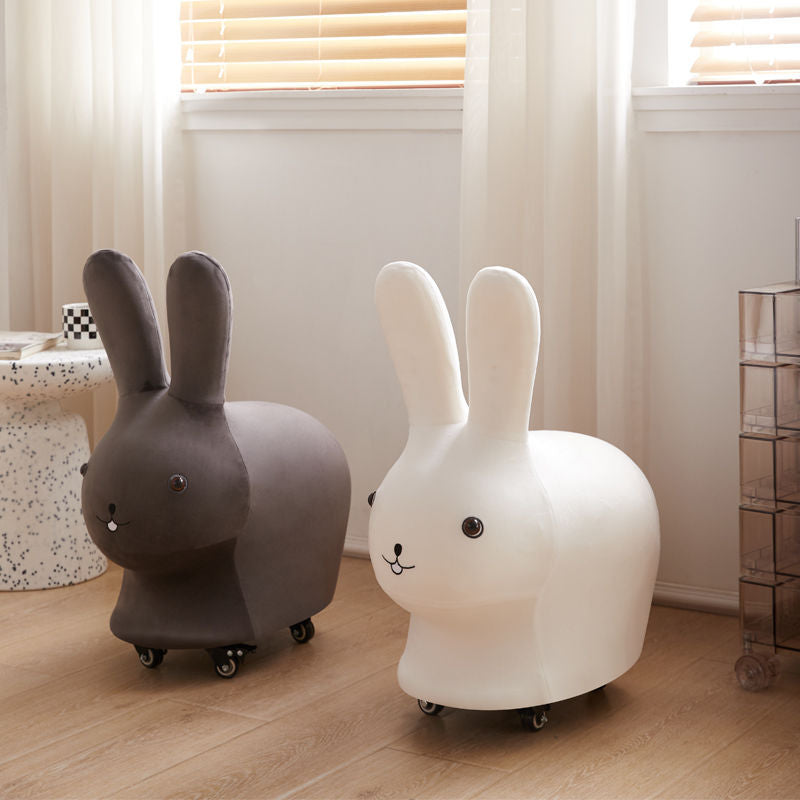 Cute Rabbit Fabric Low Stool with Pulley