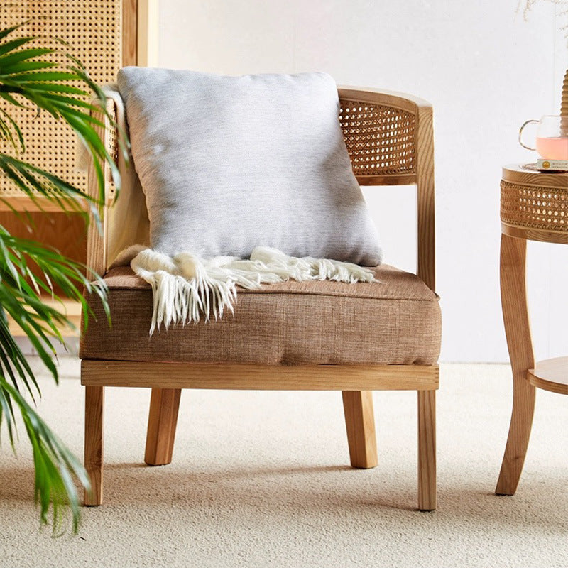 Retro Ash Wood Cotton Chair