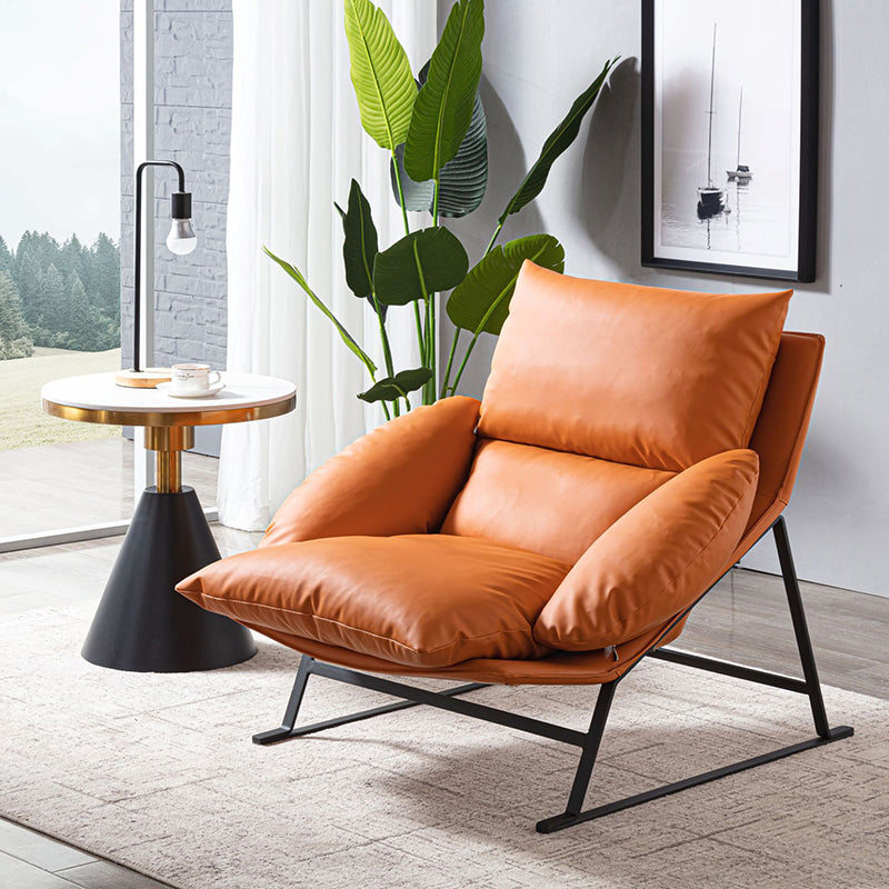 Curved Fabric Iron Accent Chair
