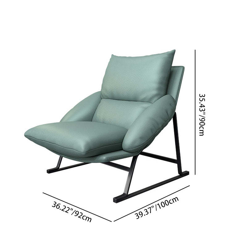 Curved Fabric Iron Accent Chair