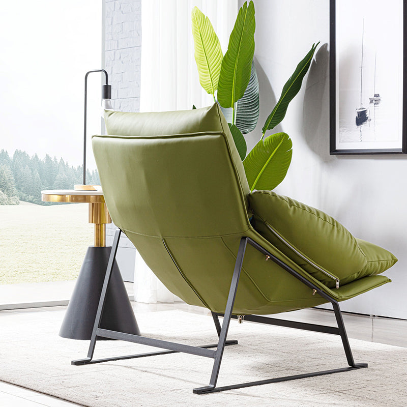 Curved Fabric Iron Accent Chair