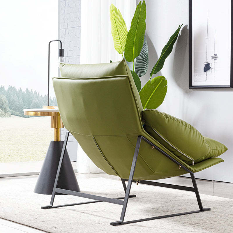 Curved Fabric Iron Accent Chair
