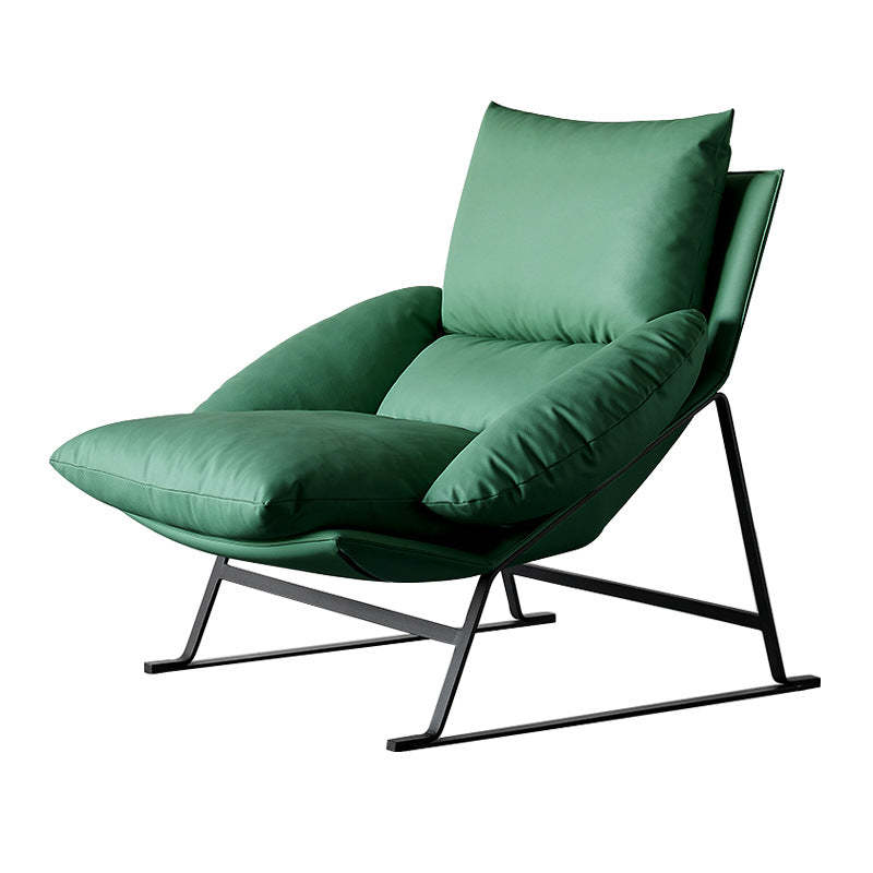 Curved Fabric Iron Accent Chair
