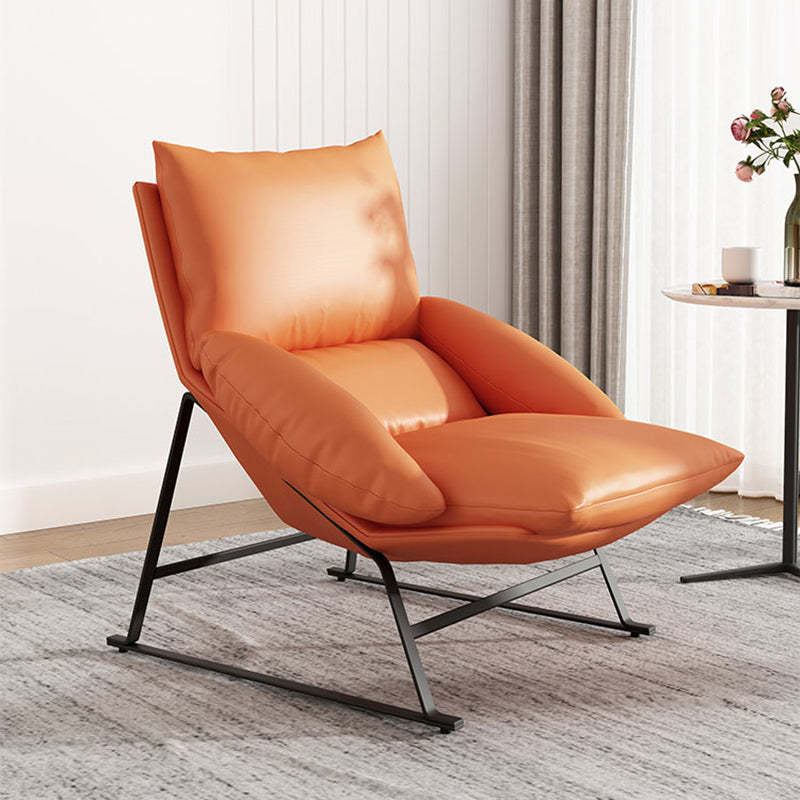 Curved Fabric Iron Accent Chair