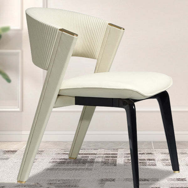 Luxury Leather Metal Arc Back Dining Chair