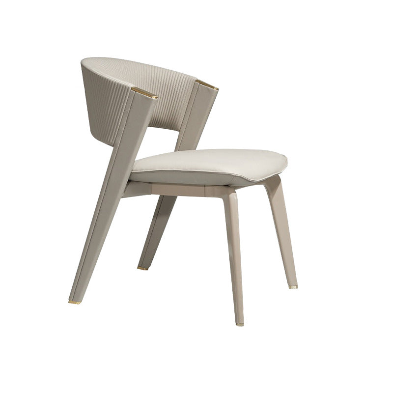 Luxury Leather Metal Arc Back Dining Chair