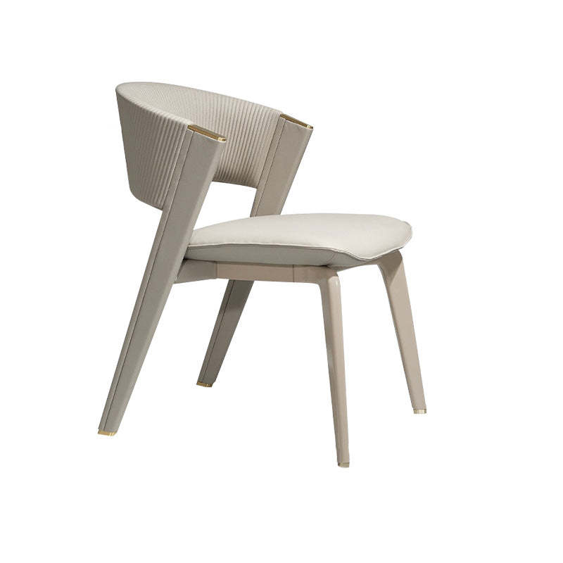 Luxury Leather Metal Arc Back Dining Chair
