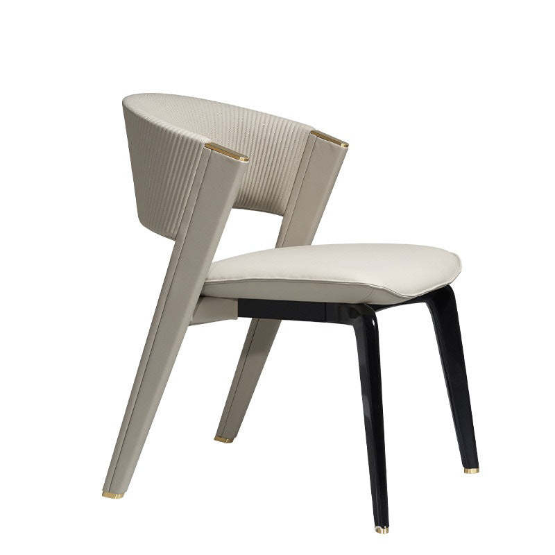 Luxury Leather Metal Arc Back Dining Chair
