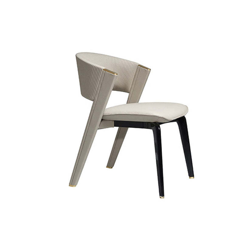 Luxury Leather Metal Arc Back Dining Chair