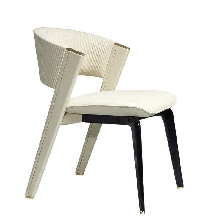 Luxury Leather Metal Arc Back Dining Chair