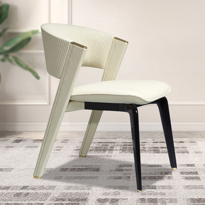 Luxury Leather Metal Arc Back Dining Chair