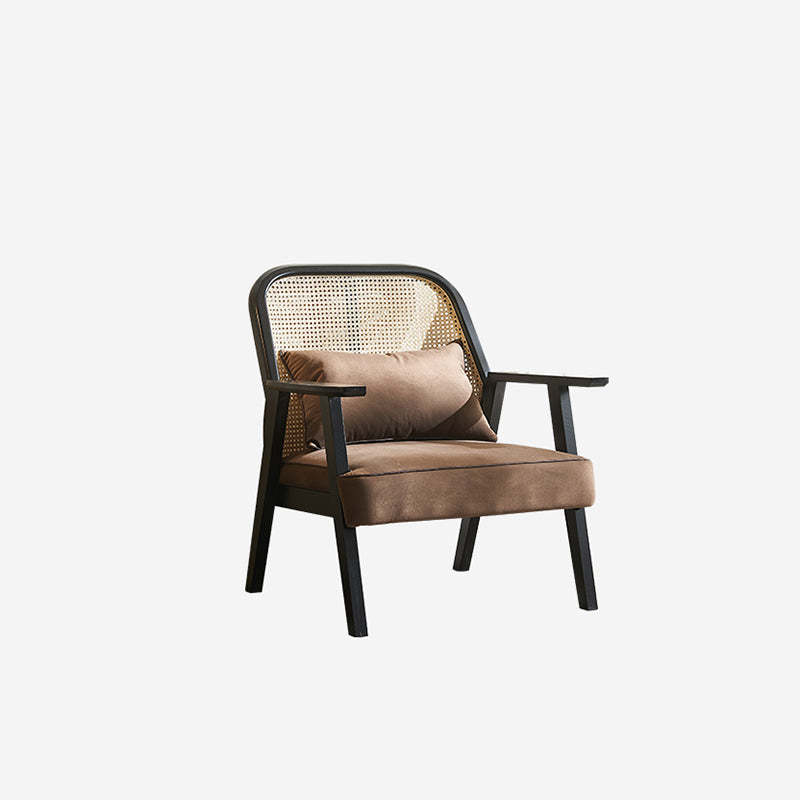 Retro Wood Rattan Fabric Dining Chair