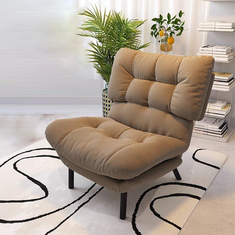 Scandinavian Tufted Velvet Wood Accent Chair — White Velvet Seat