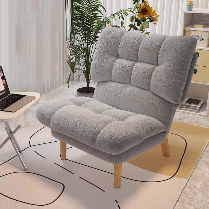 Scandinavian Tufted Velvet Wood Accent Chair — Pink Velvet Seat