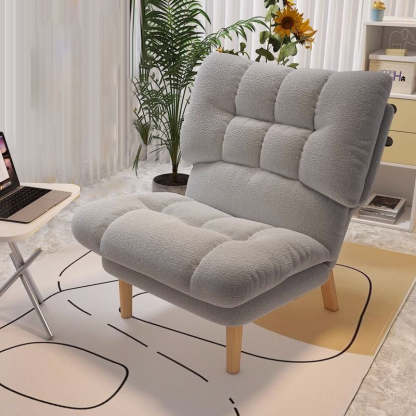 Scandinavian Tufted Velvet Wood Accent Chair — Pink Velvet Seat