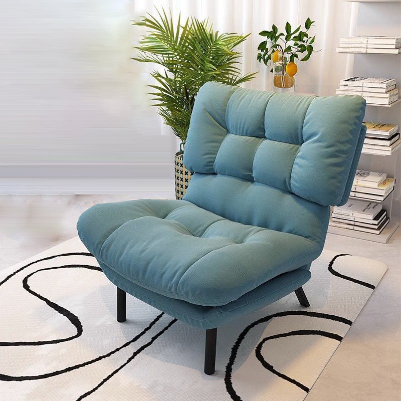 Scandinavian Tufted Velvet Wood Accent Chair — Brown Fabric Seat