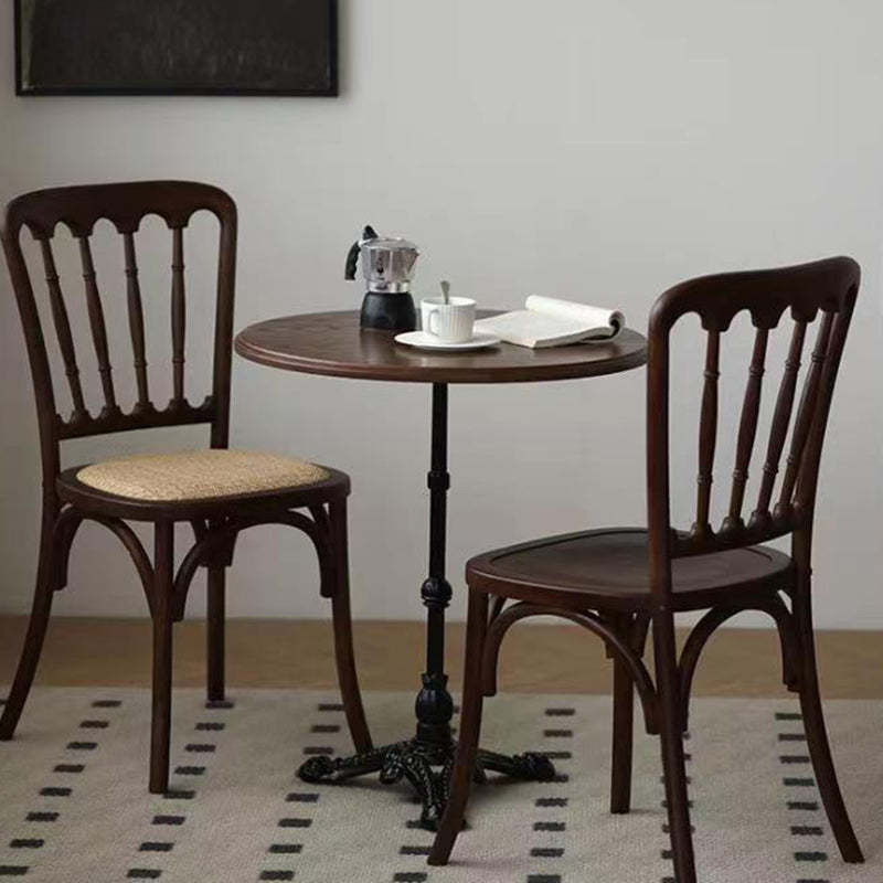Retro Rattan Weaving Wood Dining Chair