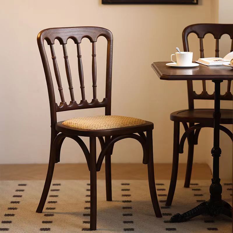 Retro Rattan Weaving Wood Dining Chair