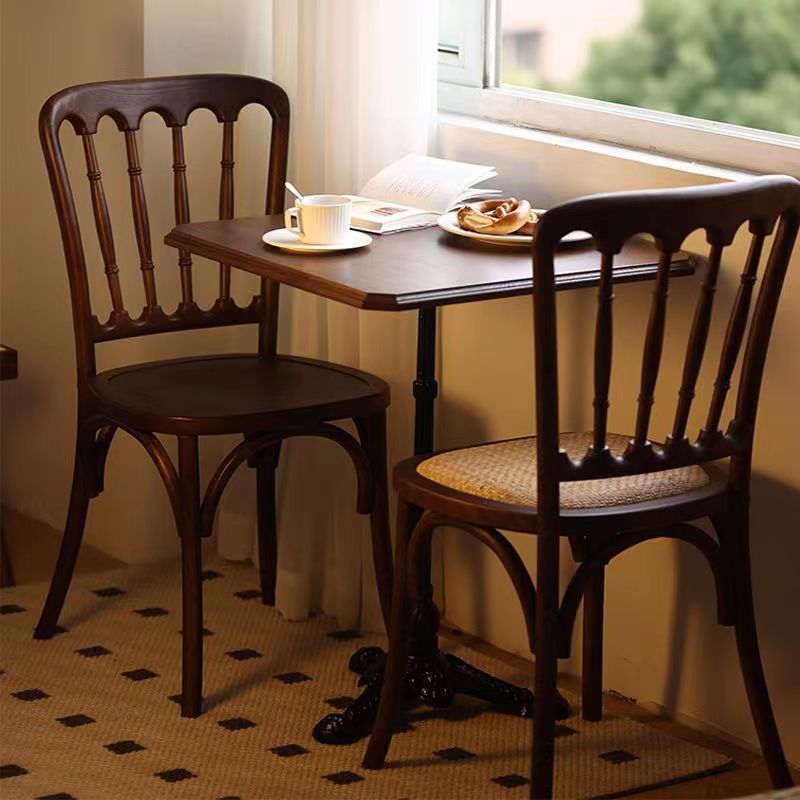 Retro Rattan Weaving Wood Dining Chair