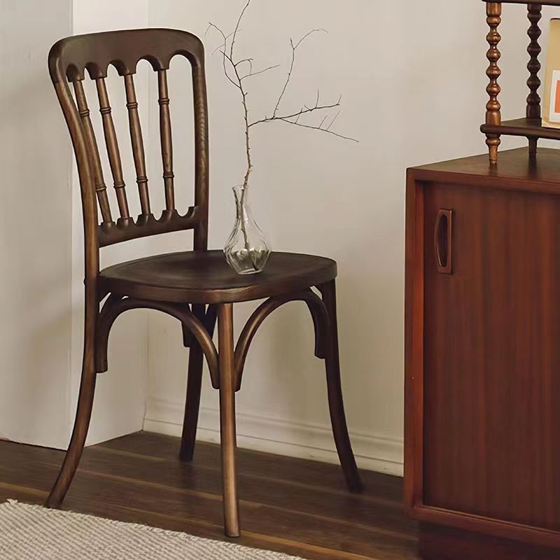 Weaving retro wood rattan dining chairs & benches — Solid Wood / Walnut