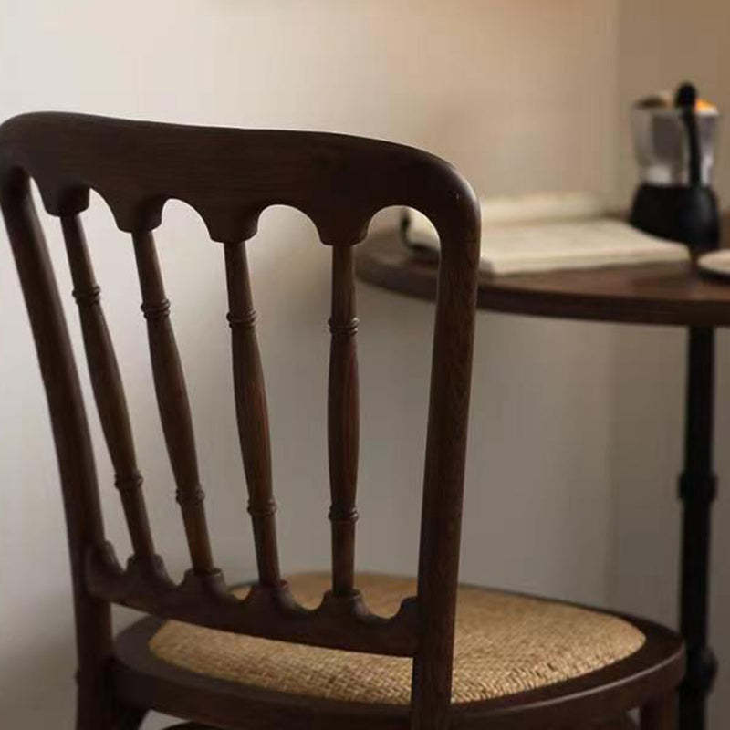 Retro Rattan Weaving Wood Dining Chair