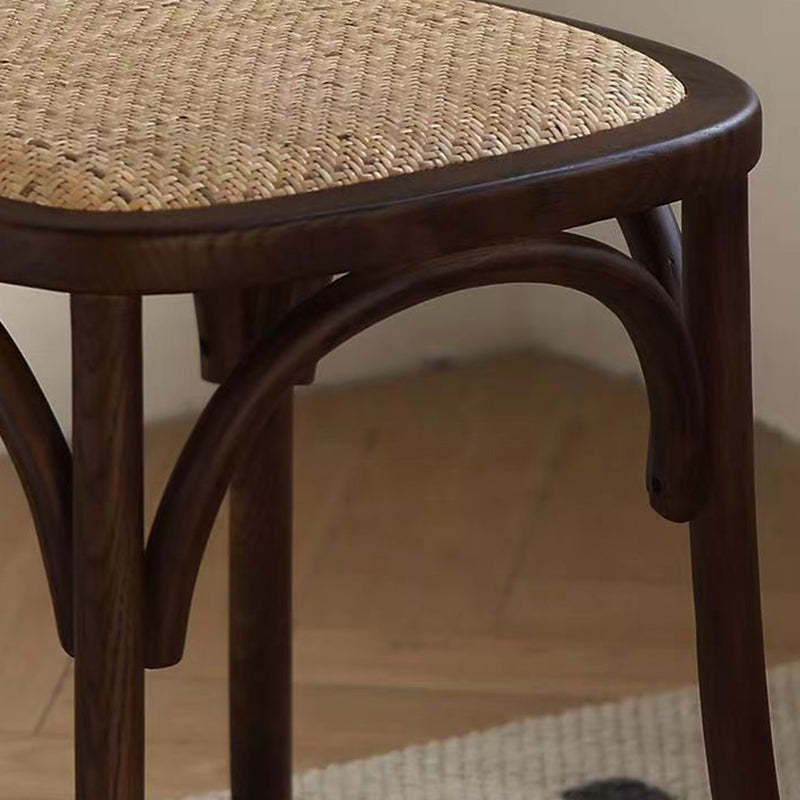 Retro Rattan Weaving Wood Dining Chair