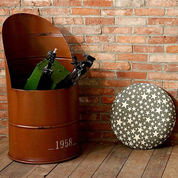 Distressed Iron Bucket Arc Back Bar Stool