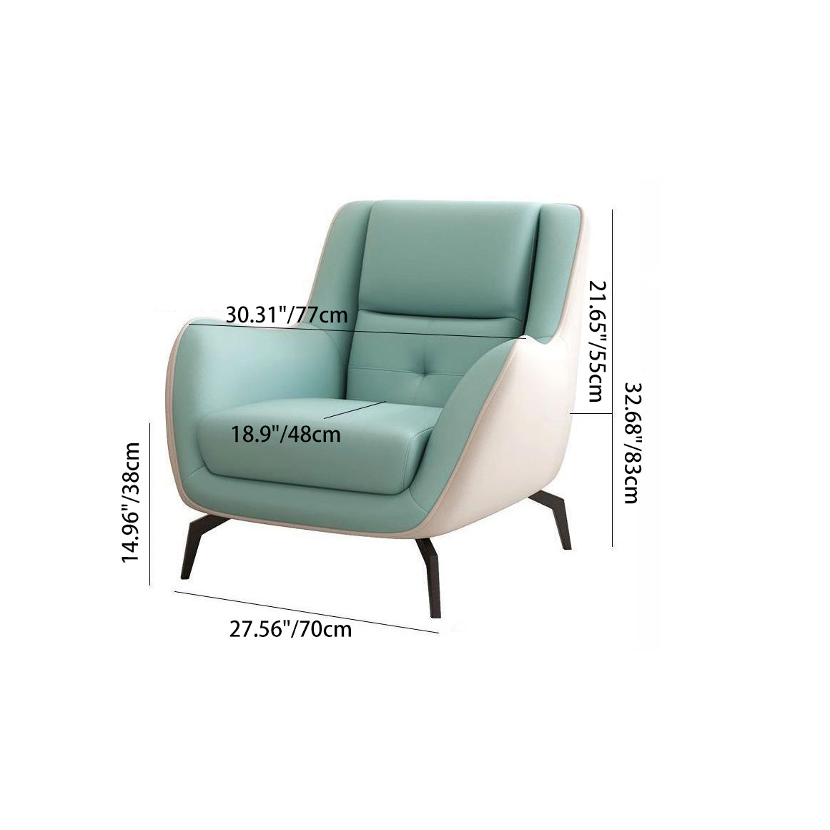 Scandinavian Leather Upholstered Accent Chair — Gray + Orange
