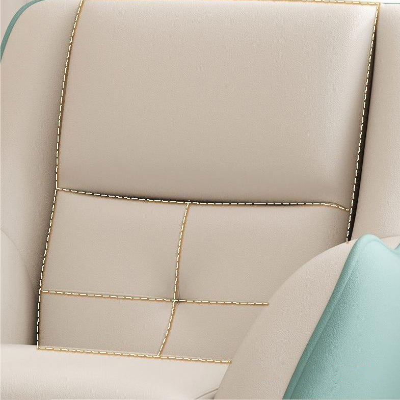 Scandinavian Leather Upholstered Accent Chair — White + Mint Green