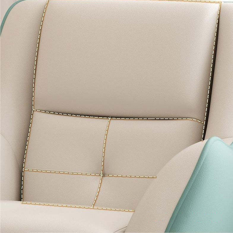 Scandinavian Leather Upholstered Accent Chair — White + Mint Green