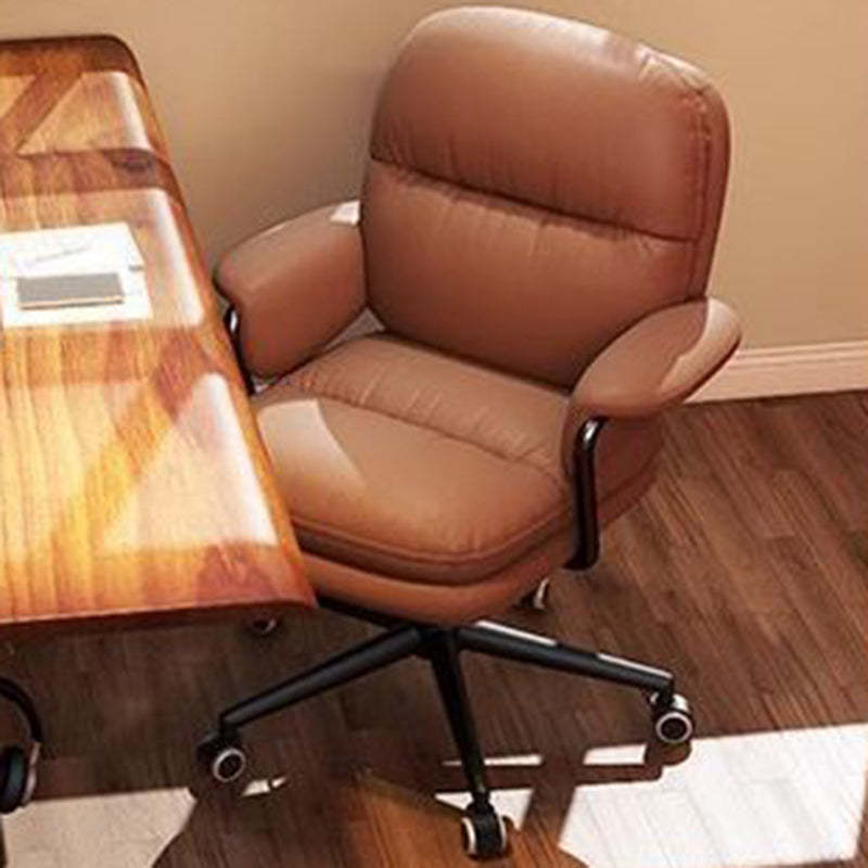 Contemporary PU Leather Adjustable Desk Chair with Casters