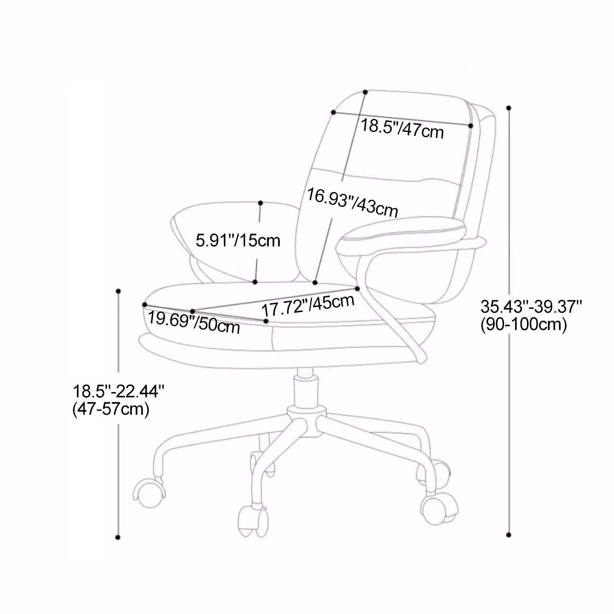 Contemporary PU Leather Adjustable Desk Chair with Casters