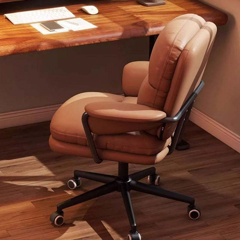 Contemporary PU Leather Adjustable Desk Chair with Casters