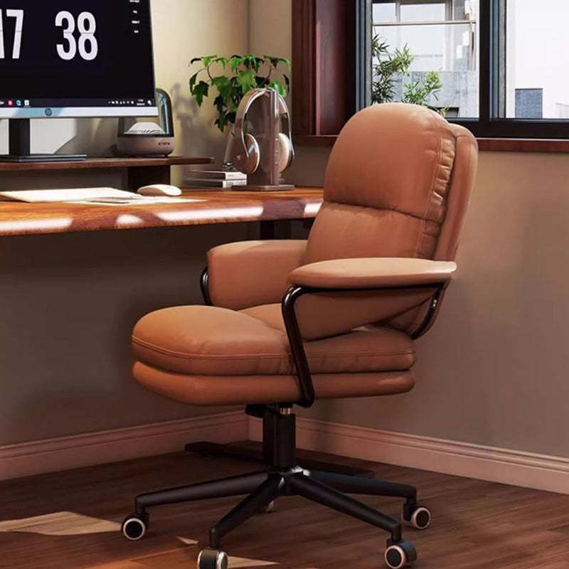 Contemporary PU Leather Adjustable Desk Chair with Casters