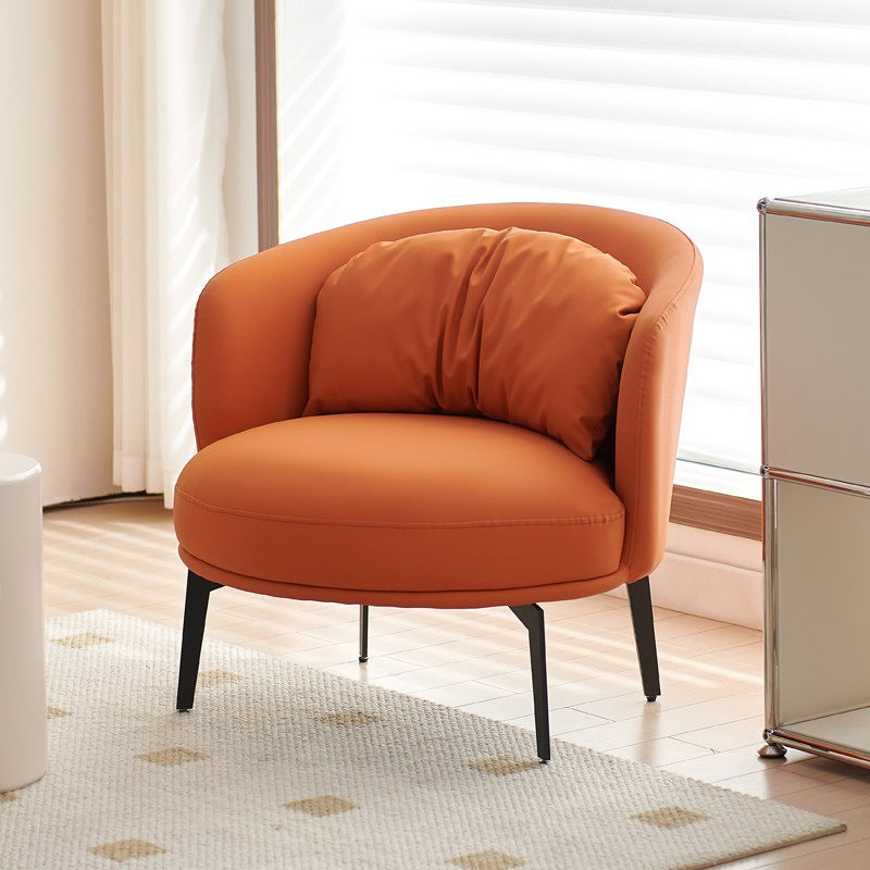 Scandinavian PU Leather Accent Chair — Light Gray
