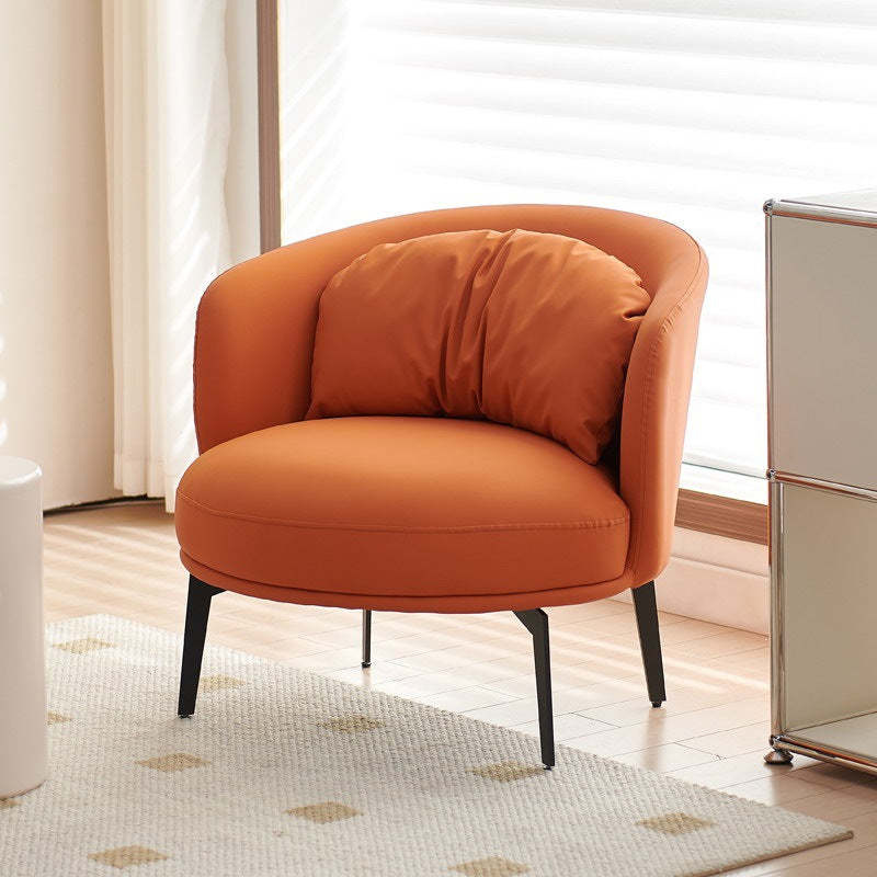 Scandinavian PU Leather Accent Chair — Light Gray