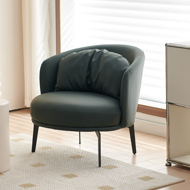 Scandinavian PU Leather Accent Chair — Orange