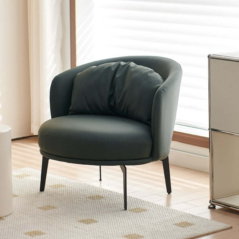 Scandinavian PU Leather Accent Chair — Orange
