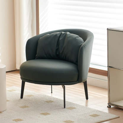Scandinavian PU Leather Accent Chair — Orange
