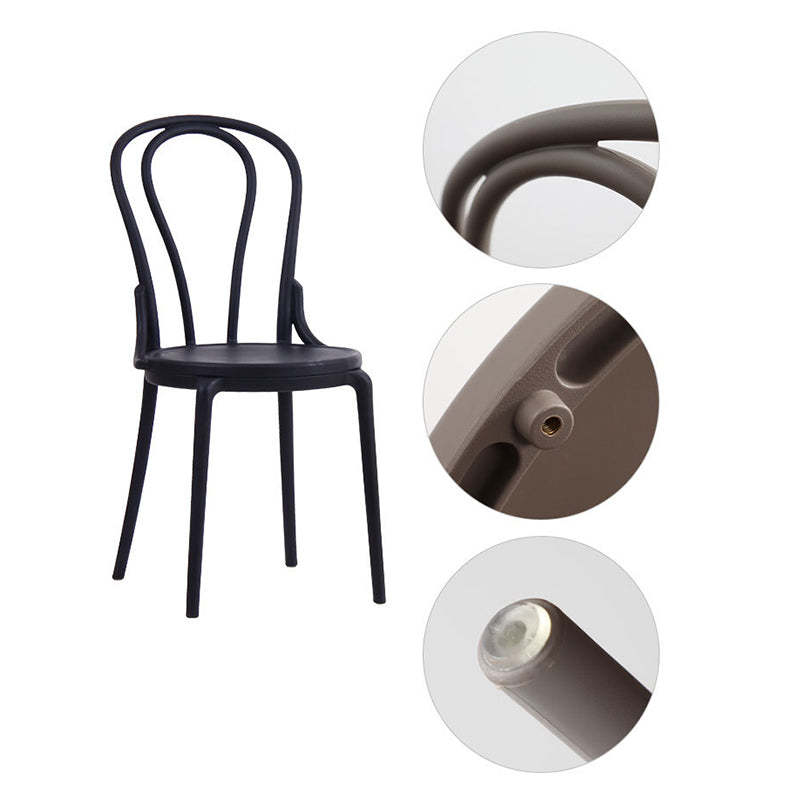 Scandinavian Round Plastic Dining Chair — Black