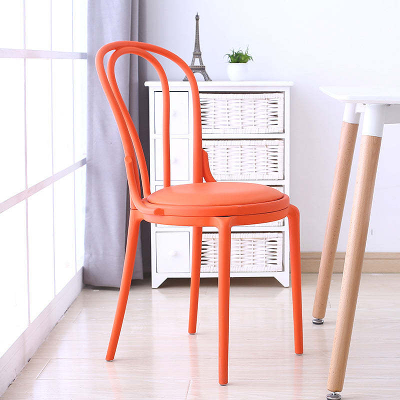 Scandinavian Round Plastic Dining Chair — Orange