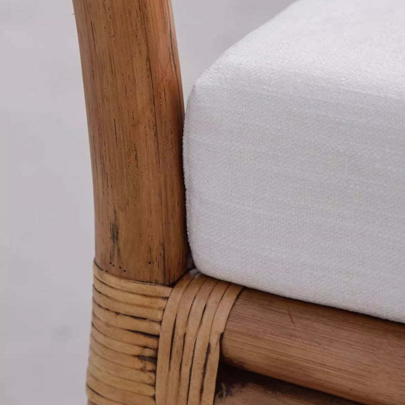 Retro Rattan Wood Arc Arm Lounge Chair