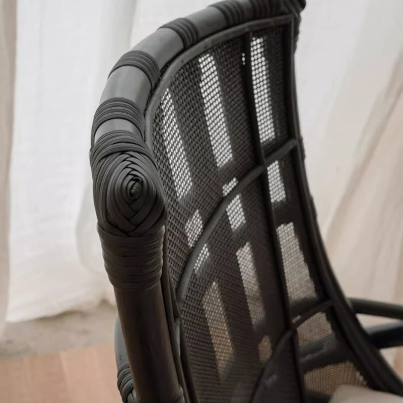 Retro Rattan Wood Arc Arm Lounge Chair
