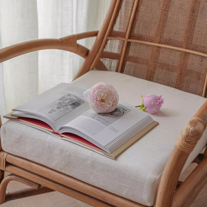 Retro Rattan Wood Arc Arm Lounge Chair