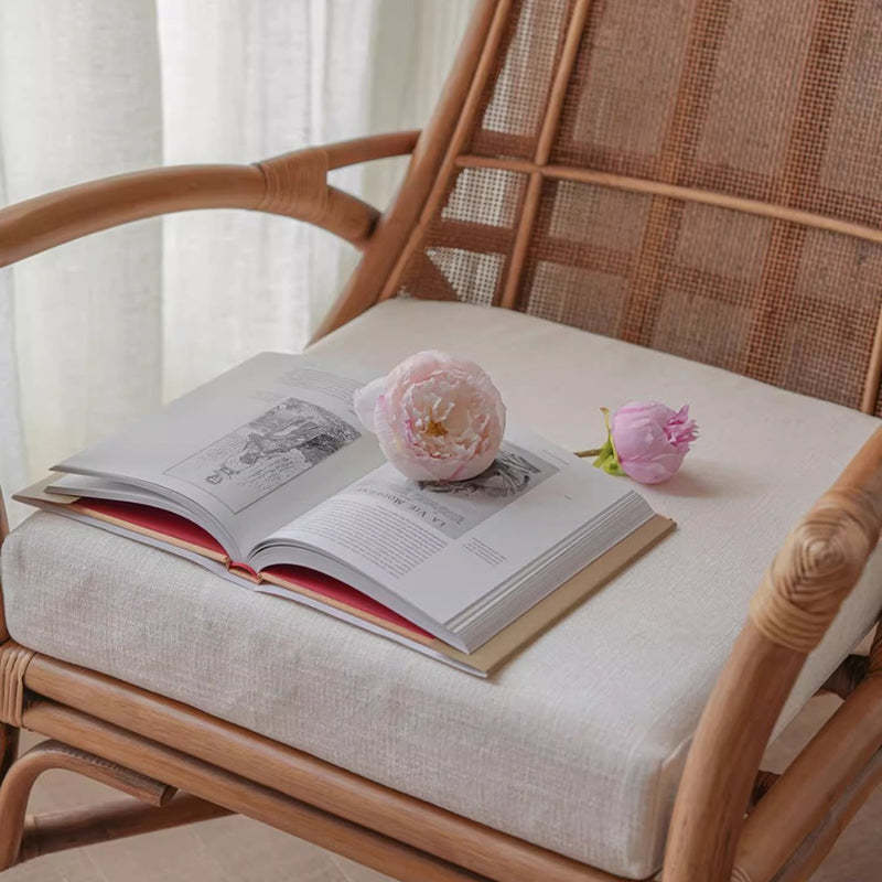 Retro Rattan Wood Arc Arm Lounge Chair