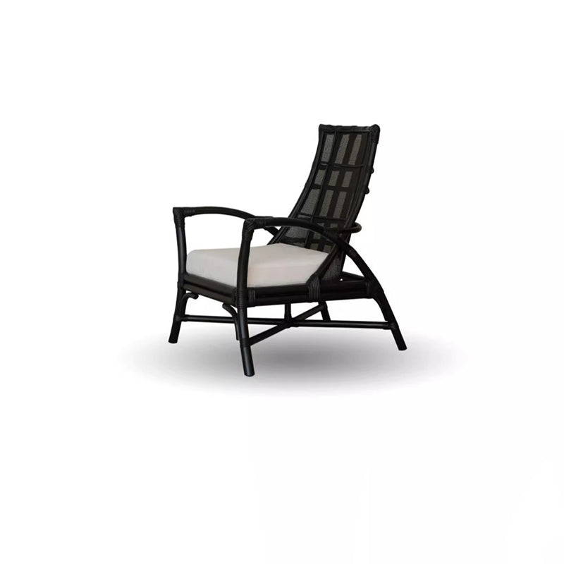 Retro Rattan Wood Arc Arm Lounge Chair