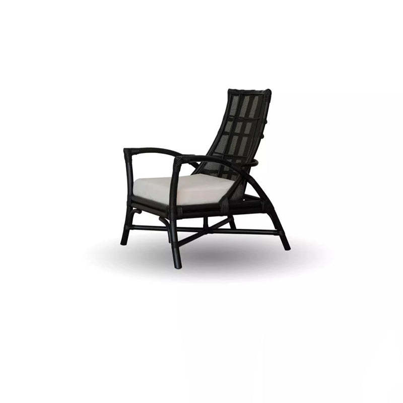 Retro Rattan Wood Arc Arm Lounge Chair