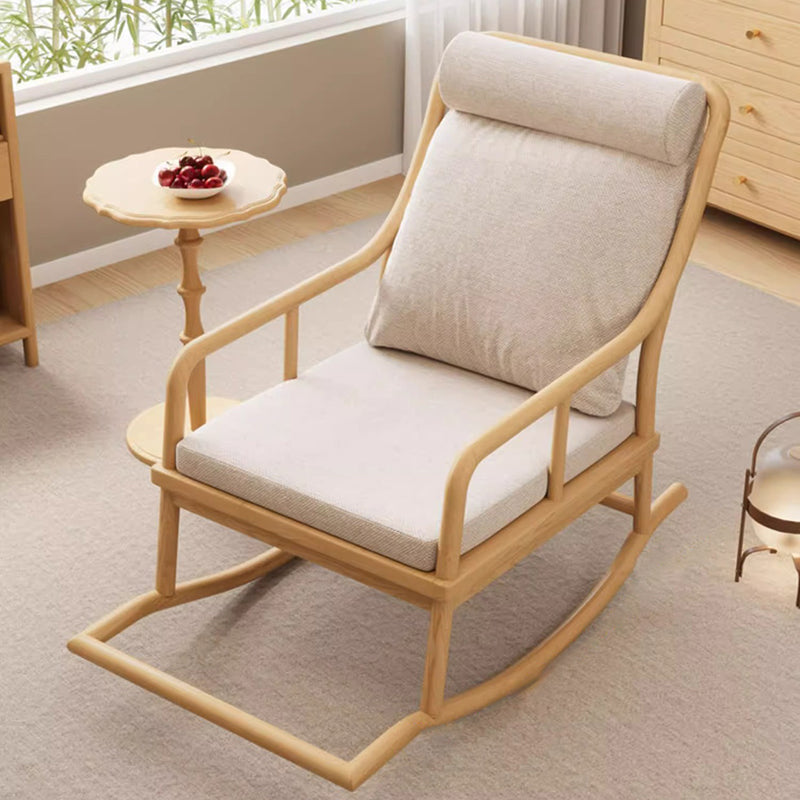 Rustic Solid Wood Upholstered Recliner